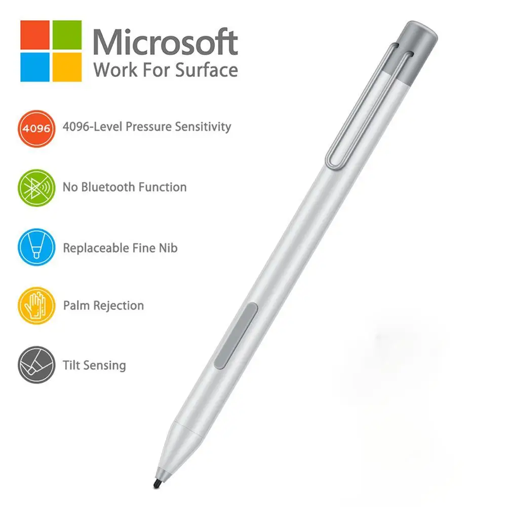 

Metal Stylus With Portable Clip Electronic Pen 4096 Pressure Sensitive Stylus For Microsoft Surface Go Pro7/6/5/4/3/book Go