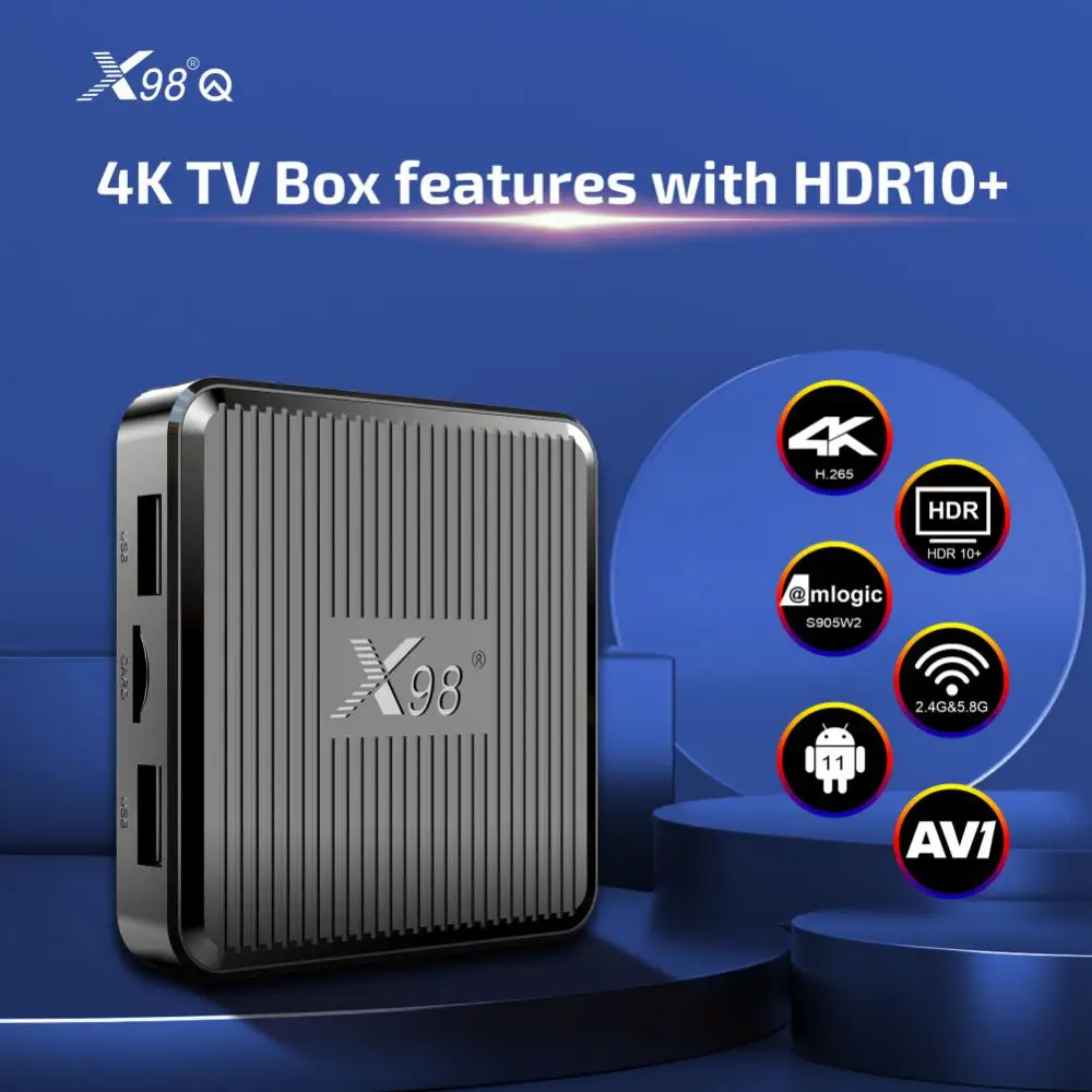 Быстрая доставка X98Q 4k Android 11 Smart TV BOX 2 Гб 16 Amlogic S905W2 четырехъядерный 4G WIFI 4K VS X96 Mini