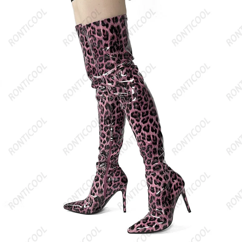 Ronticool/женские весенние сапоги до бедра ручной работы из лакированной кожи с