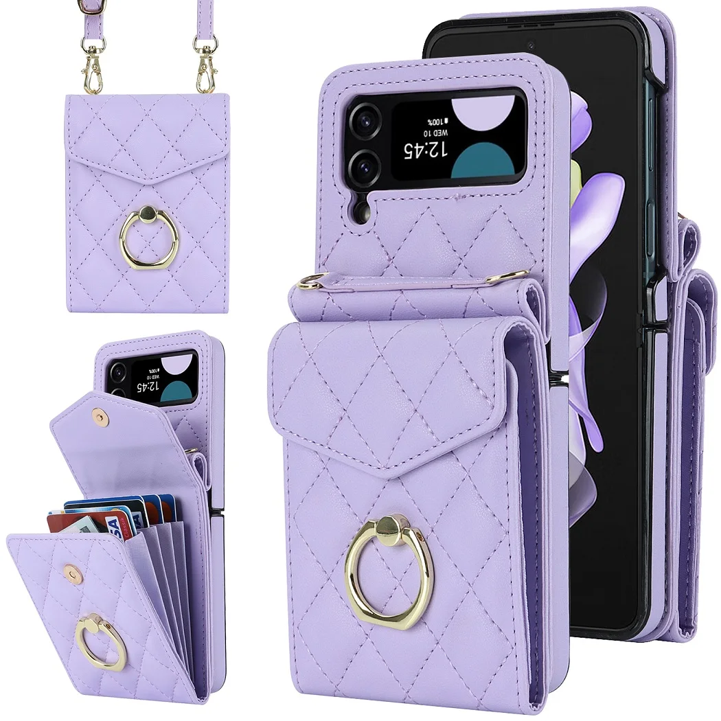 

Leather Card Slot Wallet Case for Samsung Galaxy Z Flip3 zflip5 zflip4 Cover Z Flip 4 Z Flip 5 flip4 Card Holder Ring Stand