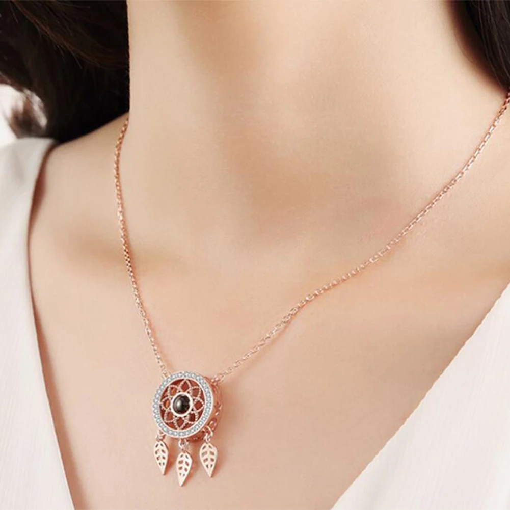

I Love You Projection Necklace Photo Projection Necklace for Women Dream Catcher Pendant Jewelry Women's Neck Chain Aesthetic