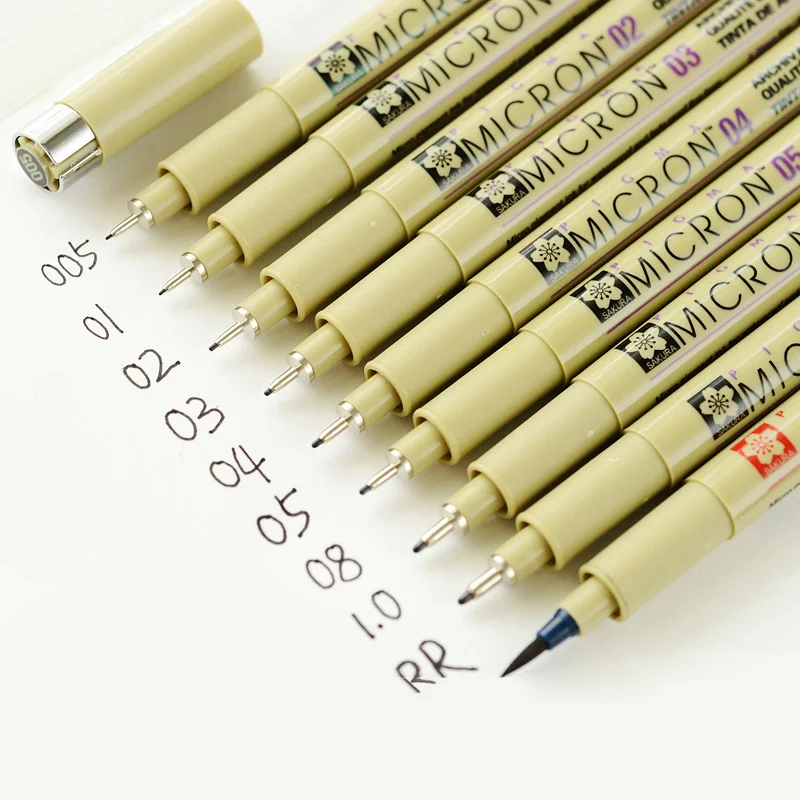 

7/9pcs Sakura Liner Pen Set Waterproof Black Fineliner Micron Pen Design Sketch Drawing Marker Artist Markers School Supplies