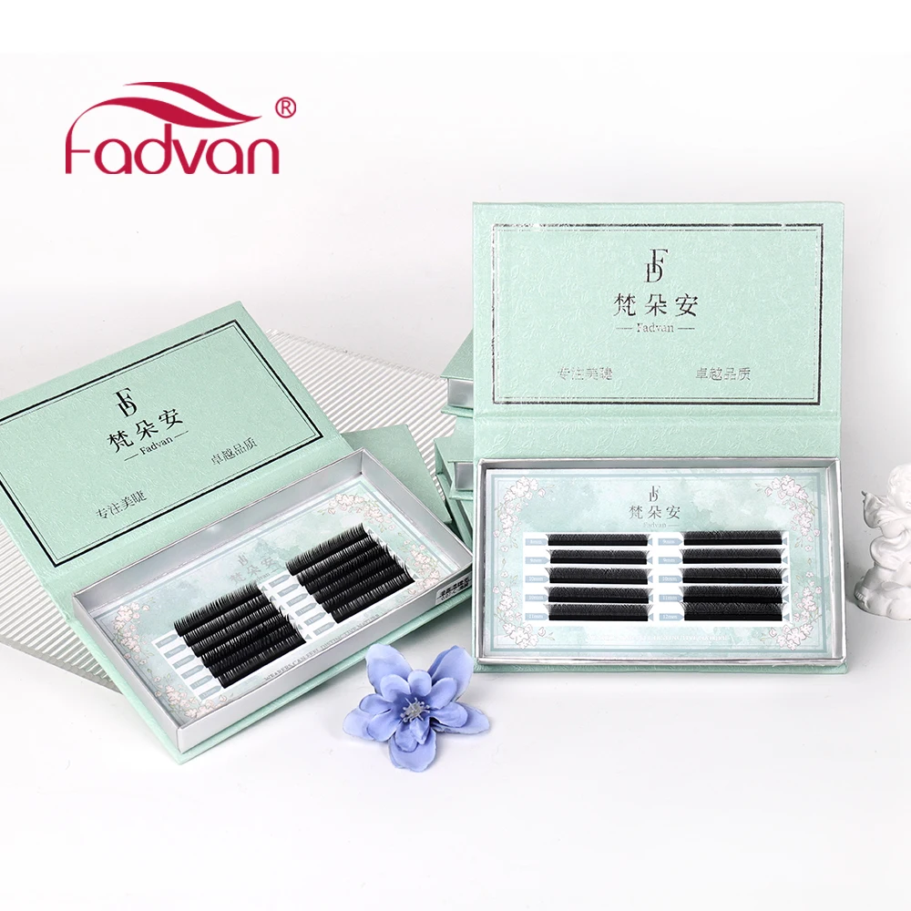 Fadvan Curl B C D DD LC 3D W Форма ресниц Цветущее цветение Готовые вееры Наращивание Макияж