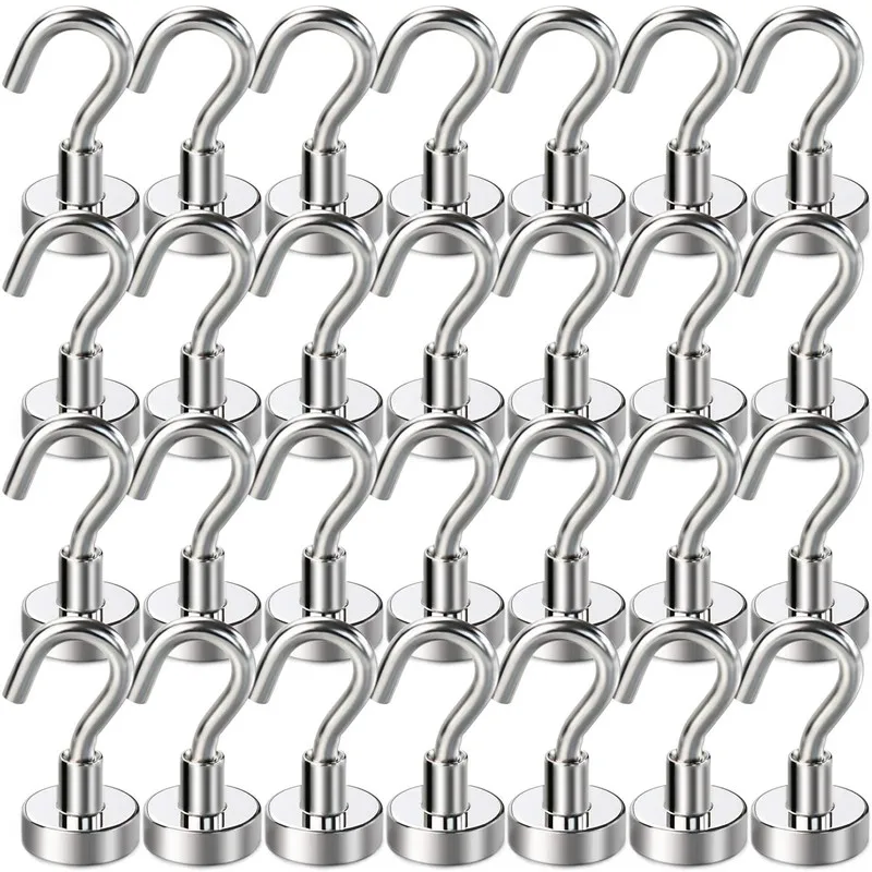 

Magnetic Hooks Heavy Duty 18Lbs Rare Earth Magnets for Home Kitchen Workplace Office 30 Pack key holder over the Home Door