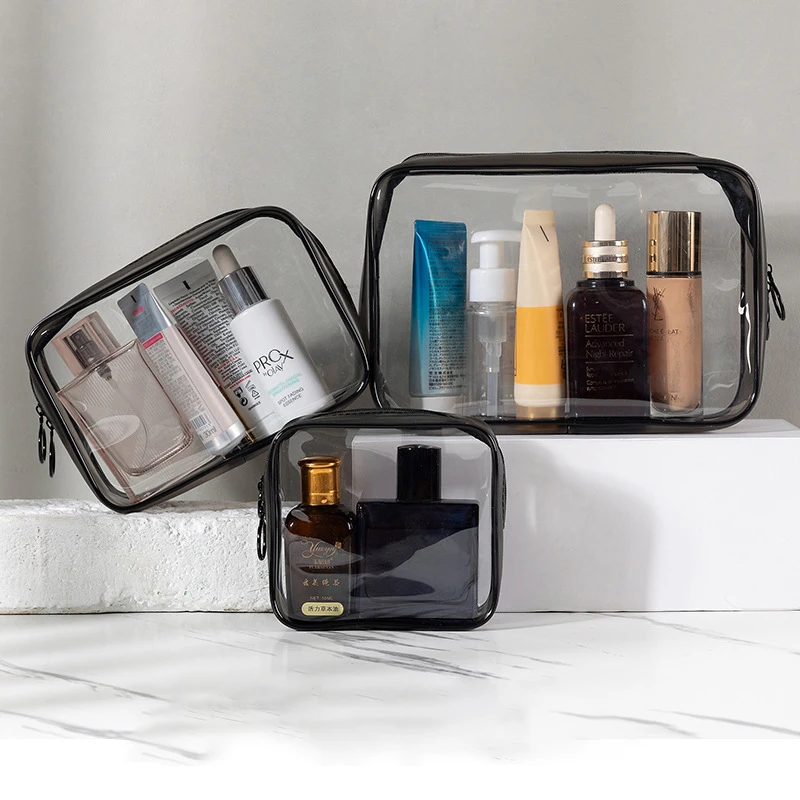 QUEENSHOW Portable Transparent Cosmetic Bag PVC Women Makeup Bags Waterproof Beauty Case Travel Make Up Organizer Storage Bag