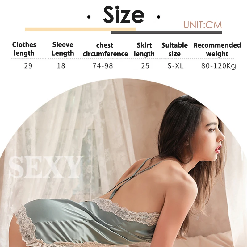 1 шт. пикантная Ночная сорочка ночная рубашка шелковая кружевная без рукавов с