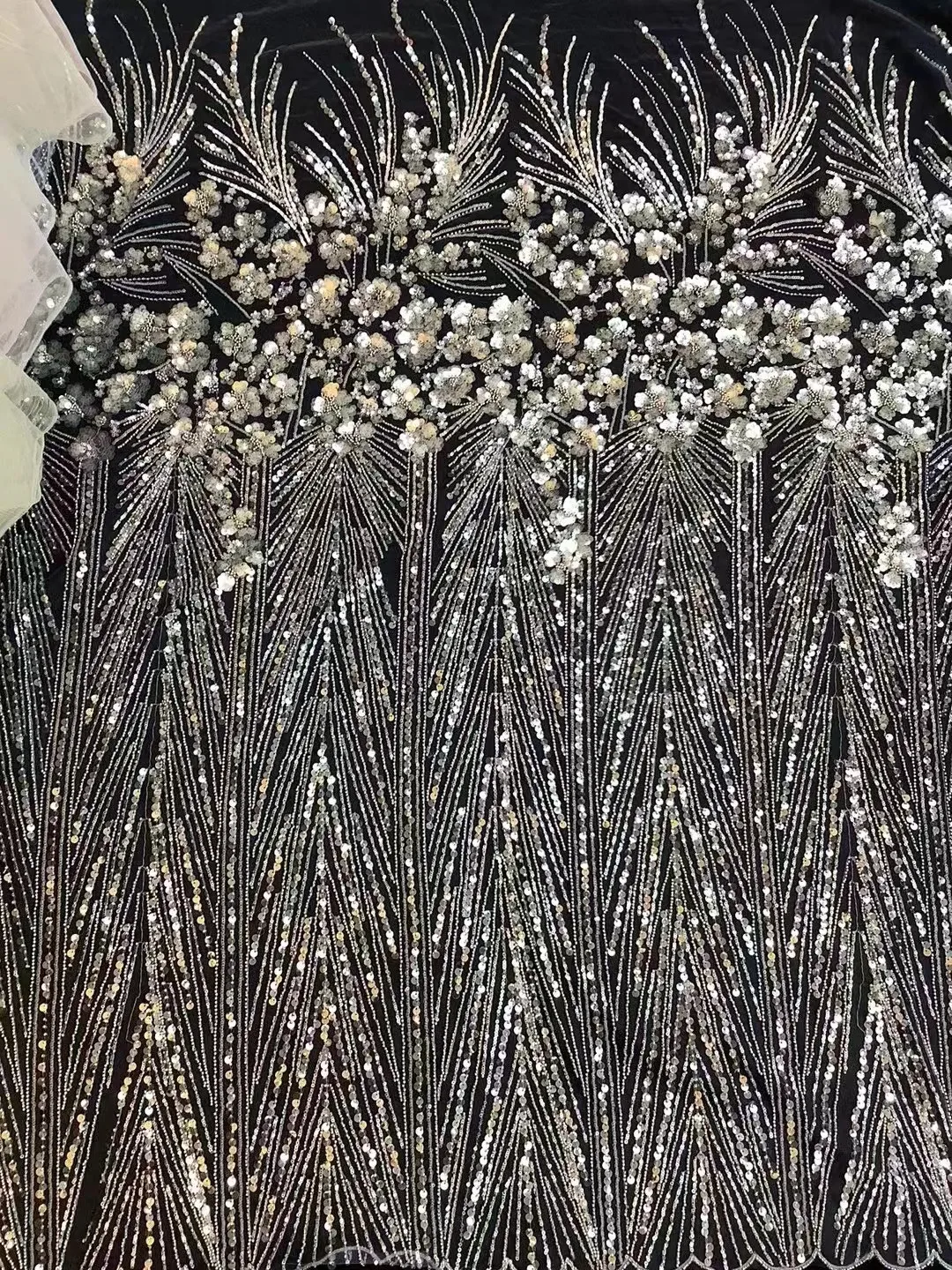 Новая Изысканная Кружевная Сетка с бусинами блестками и цветочной вышивкой