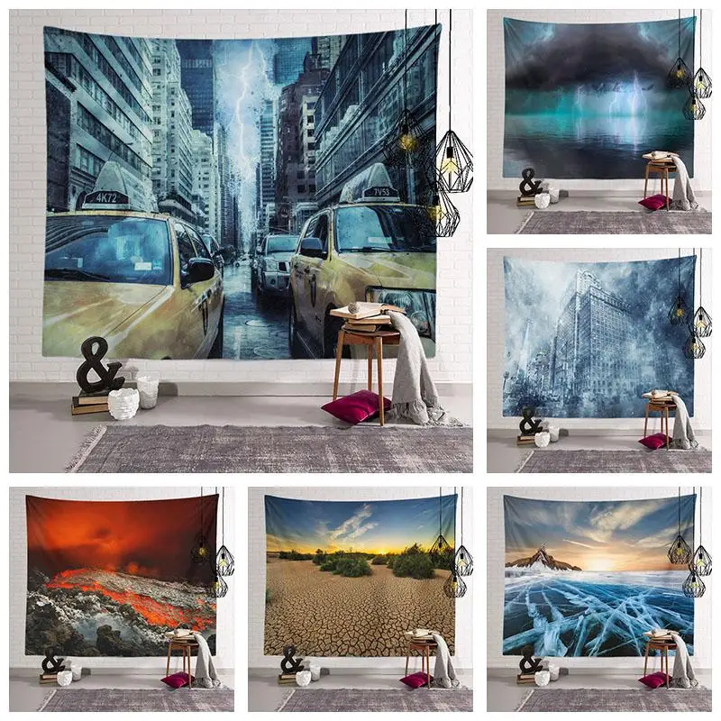 

Задний фон для фотосъемки с изображением вулкана и грозы