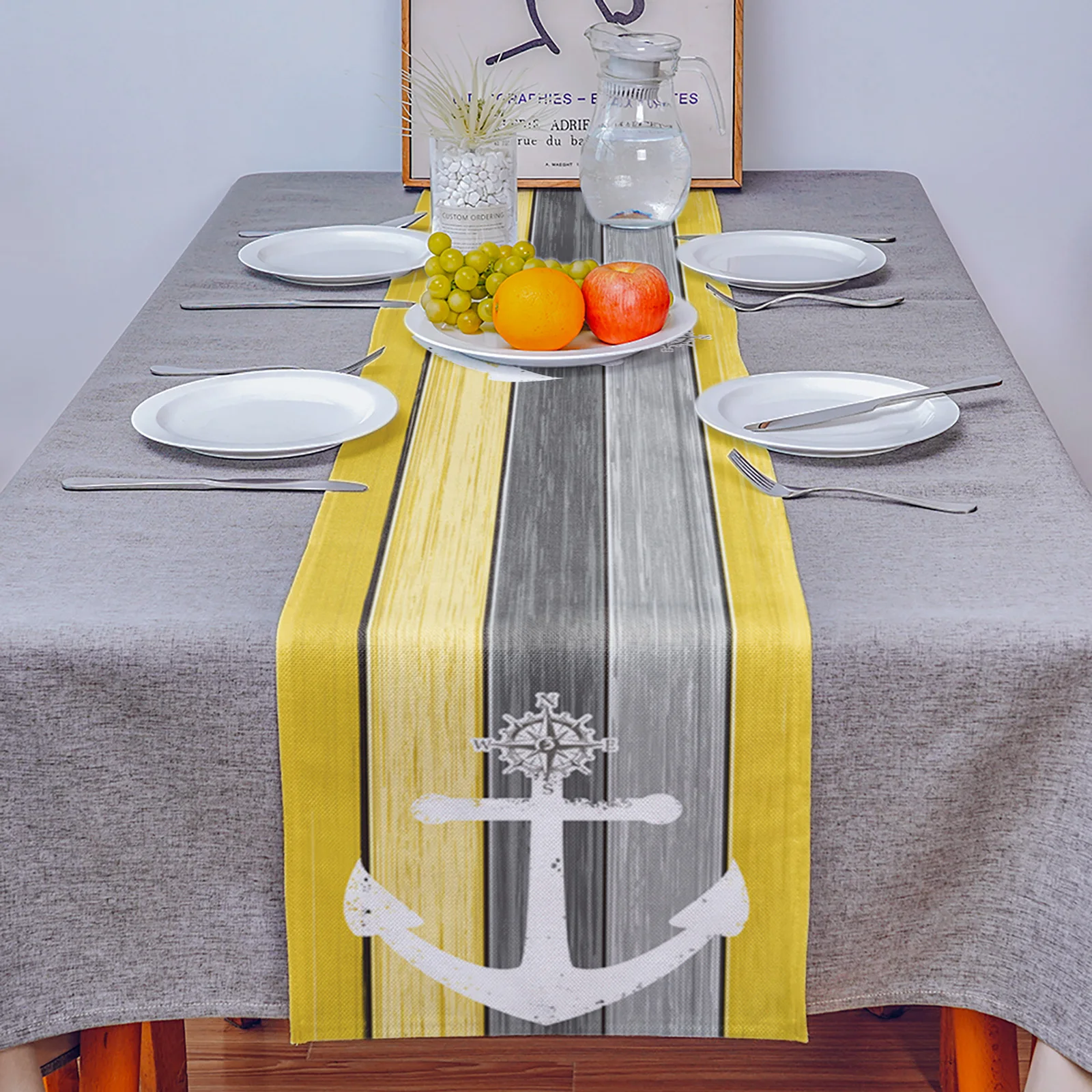 Ретро ферма сарай желто-серый градиентный кофейный столик Декор домашний декор