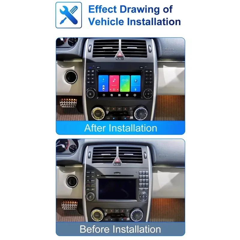 Фото Автомагнитола 2DIN с CarPlay и Android Auto, 7-дюймовым экраном и навигацией для Mercedes Sprinter, Benz B200, Vito W639, Viano, B-класса W169, W245, W209 №2