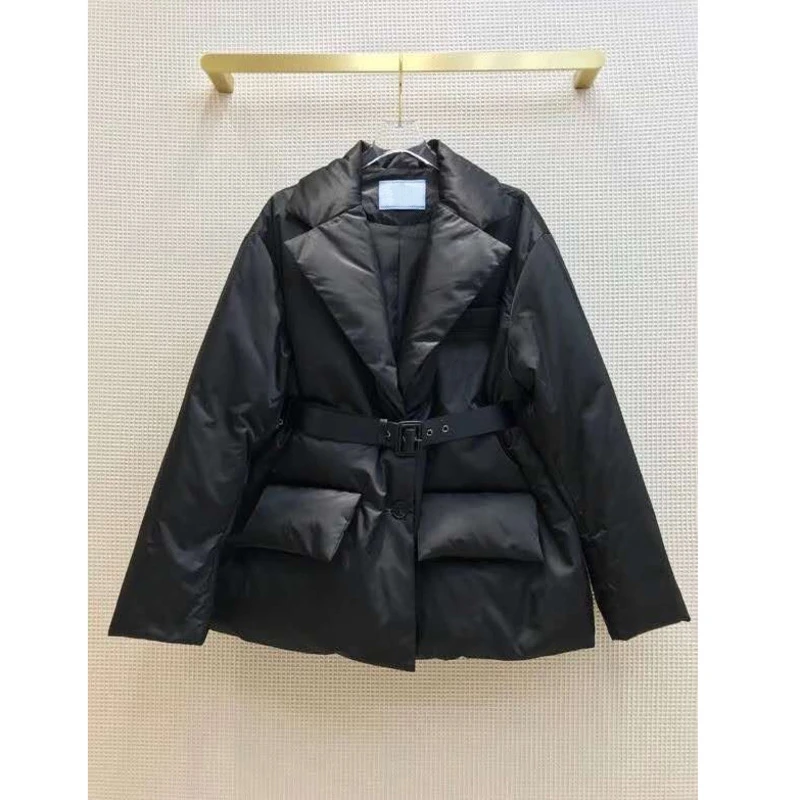 

2022New Women Cotton-Padded Super Long Womens Down Jackets Fashion Warm Winter Coat Women's Black Overcoat With Belt