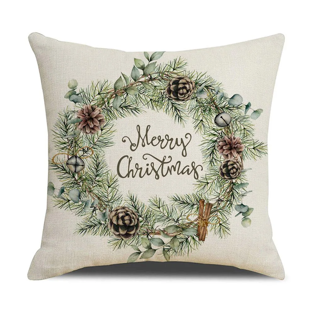 

45x45cm Christmas Decorative Pillow Cover Linen Throw Pillowcase Christmas Decorations Home Decor Cushion Cover For Sofa