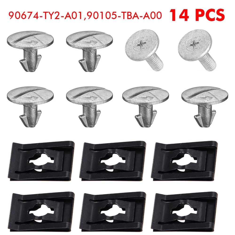 

14pcs Car Engine Lower Cover Screw Bolt Access Pin Screw Fender Clips For Honda For Accord 2018-2019 90674-TY2-A01 90105-TBA-A00