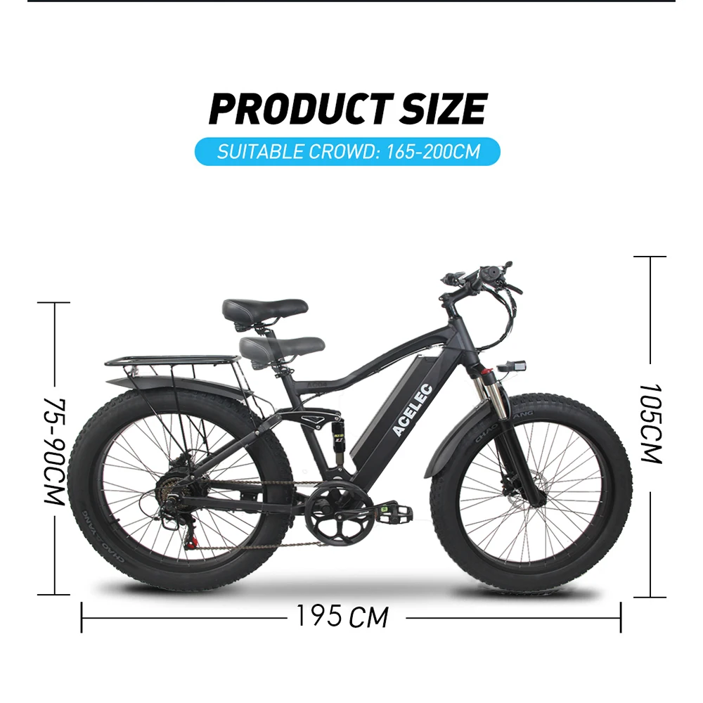 Велосипед электрический 26-дюймовый с мотором 750 Вт и съемной литиевой батареей 48