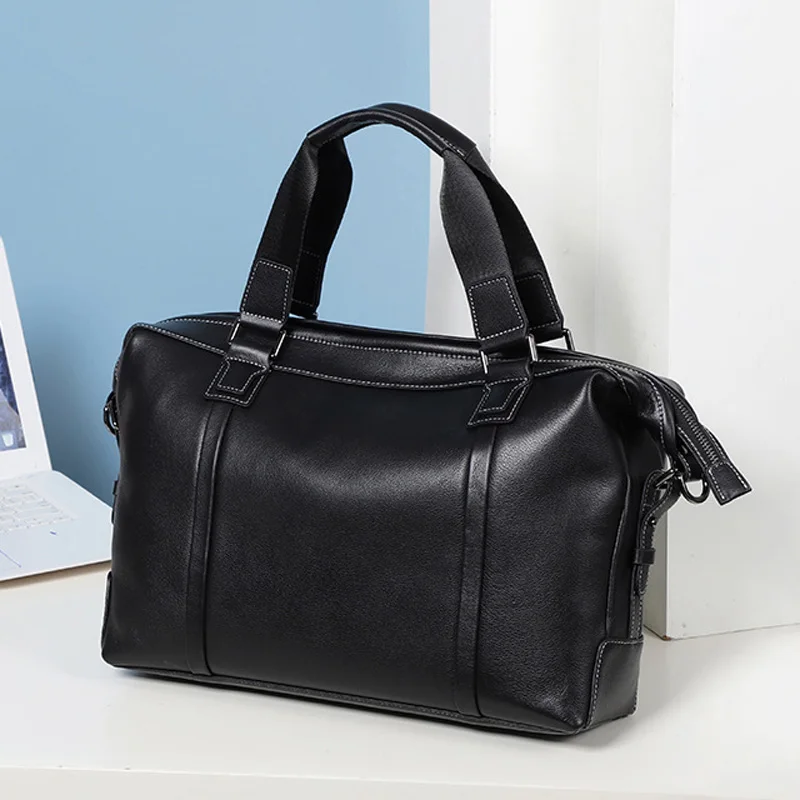 AETOO  Leather handbag men's head layer cowhide business casual One shoulder bag soft leather horizontal style simple office wor