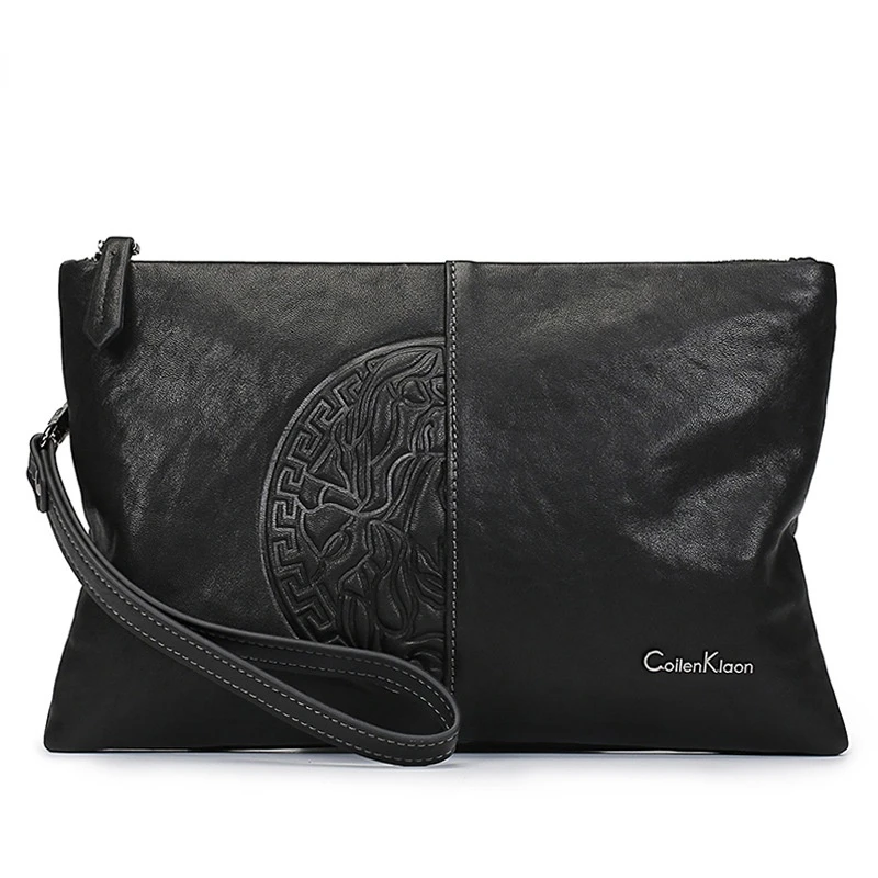 Деловая мужская сумка-клатч из 100% натуральной кожи тканая Роскошная брендовая