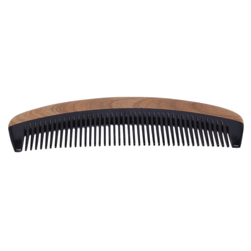 

2X Natural Green Sandalwood Horn Comb Sandalwood Straight Hair Comb Hairdressing Tools Horns And Wooden Comb