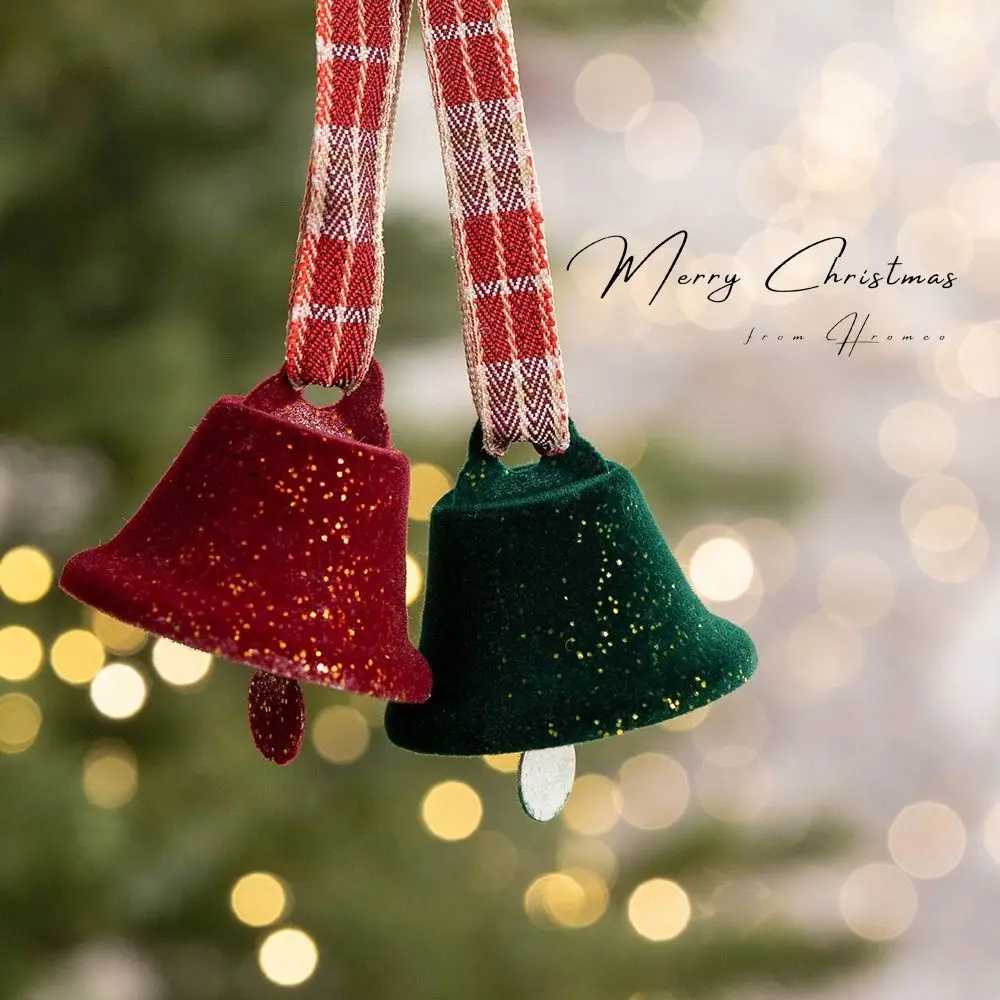 6 шт. рождественские флокированные колокольчики в стиле ретро подвеска железный