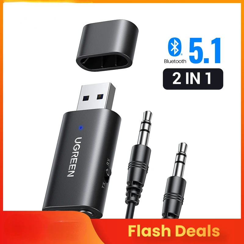 

2 in 1 Bluetooth Car Adapter Bluetooth 5.1 Stereo Transmitter Receiver Wireless 3.5mm Aux Jack Adapter Car Kit Mic NEW