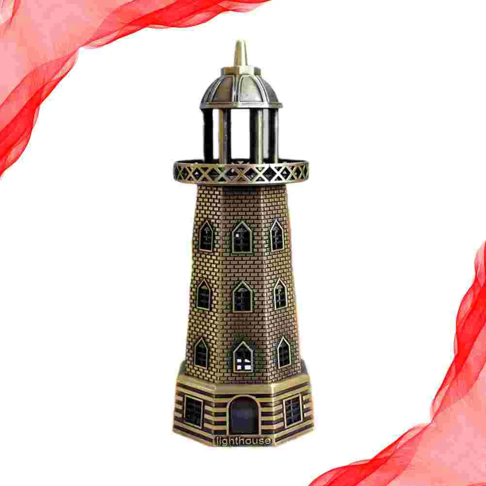 

1Pc Lighthouse Design Decor Household Supply Ocean Style Ornament Metal Art Adornment for Home Cafe Shop