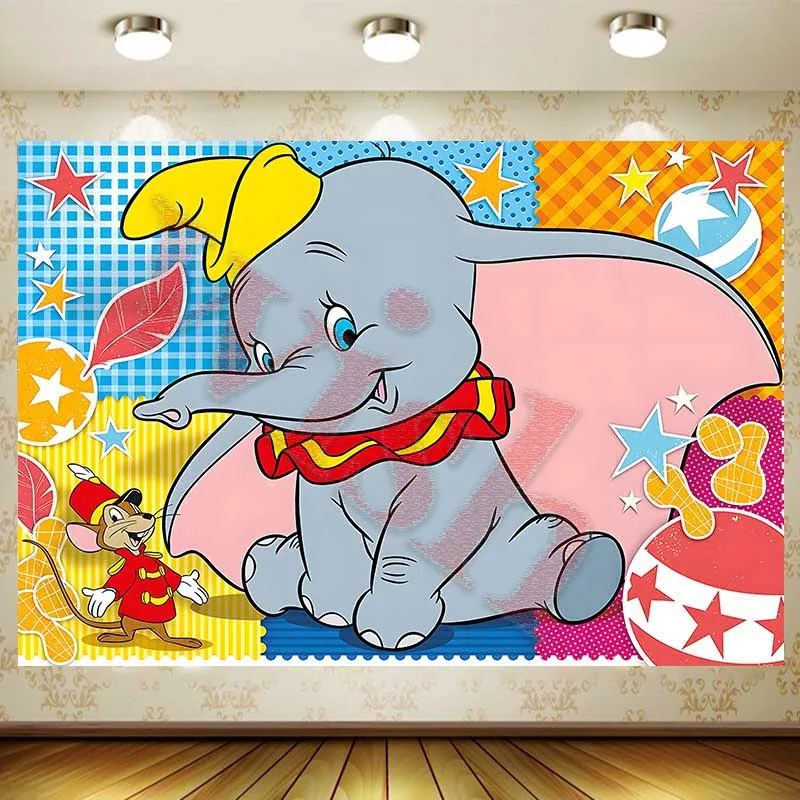 Dumbo фон детский день рождения украшение мультфильм баннер виниловый полиэстер
