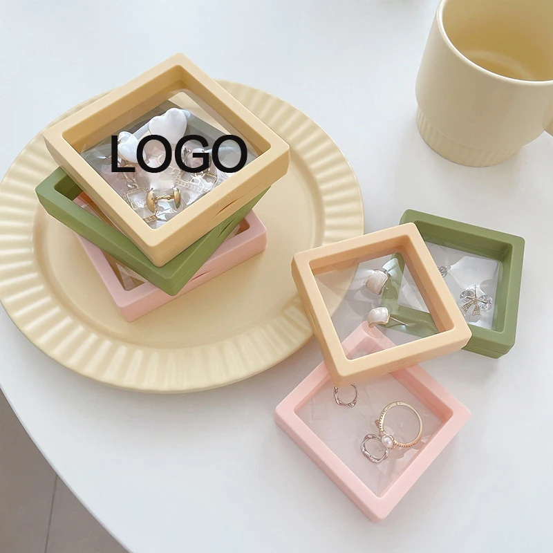 

5 Pcs Free Custom Logo Jewelry Box Portable Transparent Storage Earrings Necklace Suspension Display Box PE Film Box