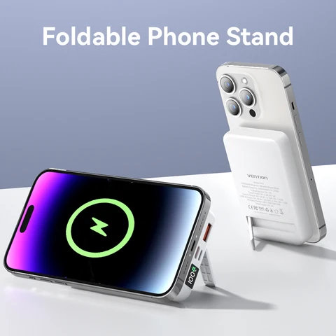 Портативное зарядное устройство Vention на 10000 мА · ч с поддержкой быстрой беспроводной зарядки