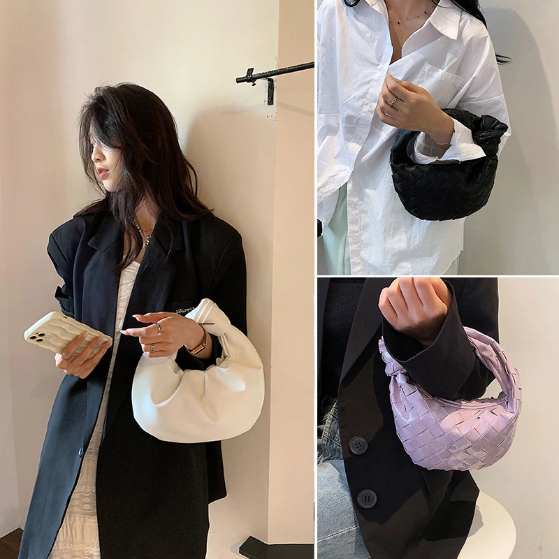 

Designer Ladies Weave Handbags Brand Women Tote Bag Knotted Handle Clutch Bag Fashion Crossbody Bags for Women Pu Leather Ladies