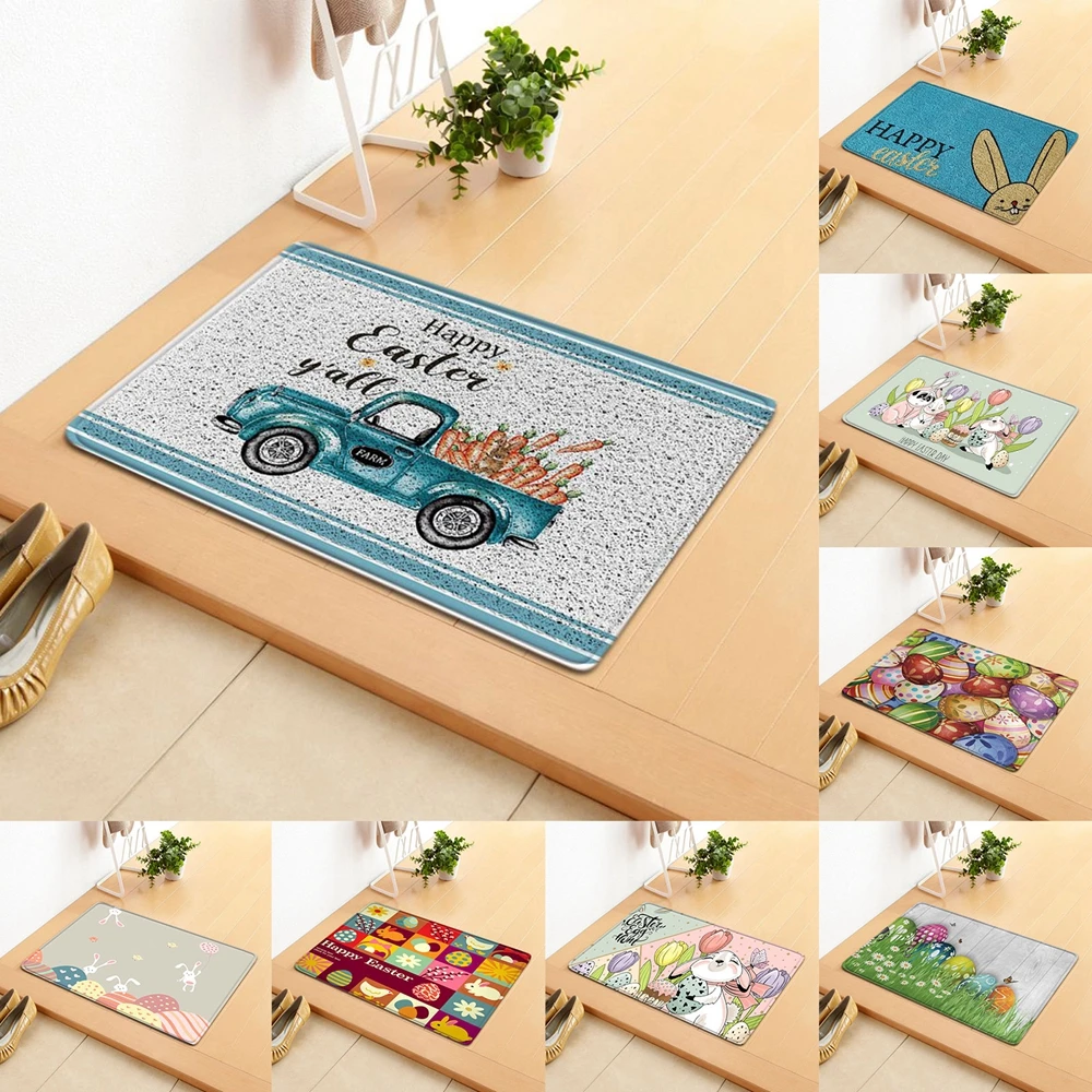 

40*60cm Easter Entrance Doormats Non-slip Bedroom Living Room Decoration Floor Carpet Festival Kitchen Hallway Decor Products