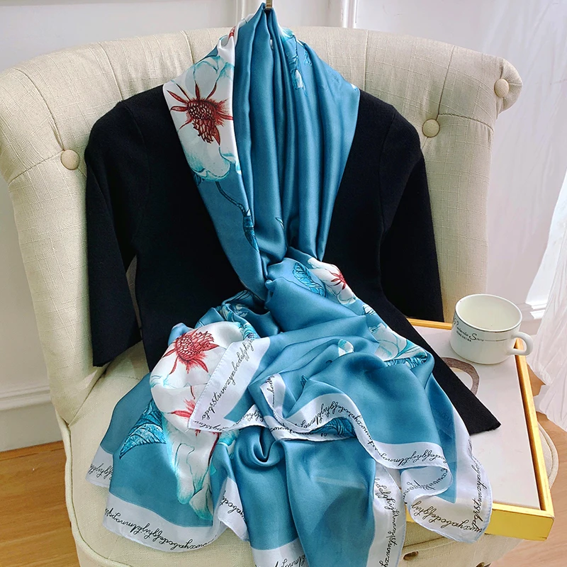 

2022 Luxury Women Ombre Leopard Dot Natural Silk Scarf Lady Fashion Print Shawls and Wraps Pashmina Foulards Bandana Hijab Snood