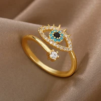 blue evil eye rings for women open adjustable ring 2022 trend wedding band couple jewelry gift