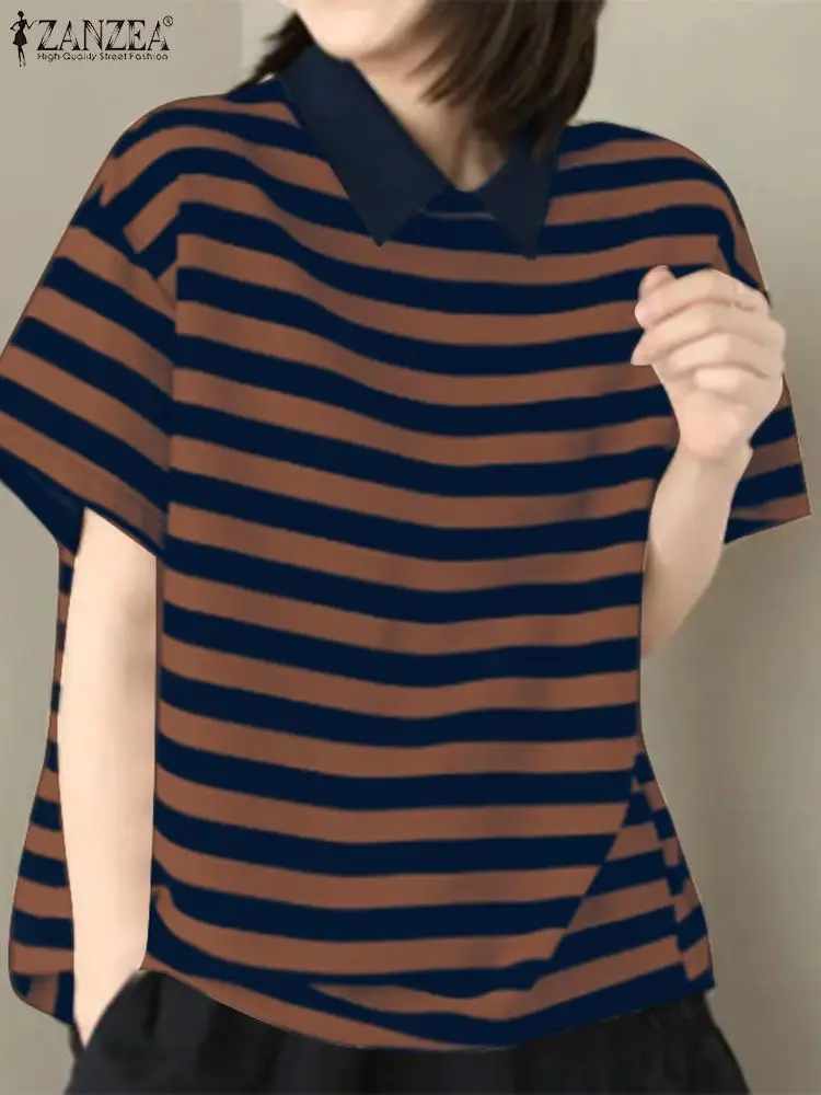 Женские туники с цветными блоками ZANZEA топы для праздника повседневные свободные