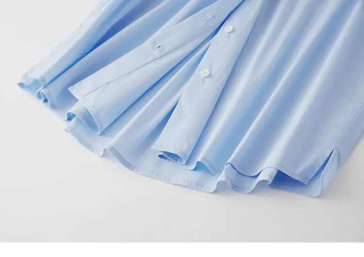 Художественная Удобная синяя рубашка с вышивкой в виде ракушки для женщин