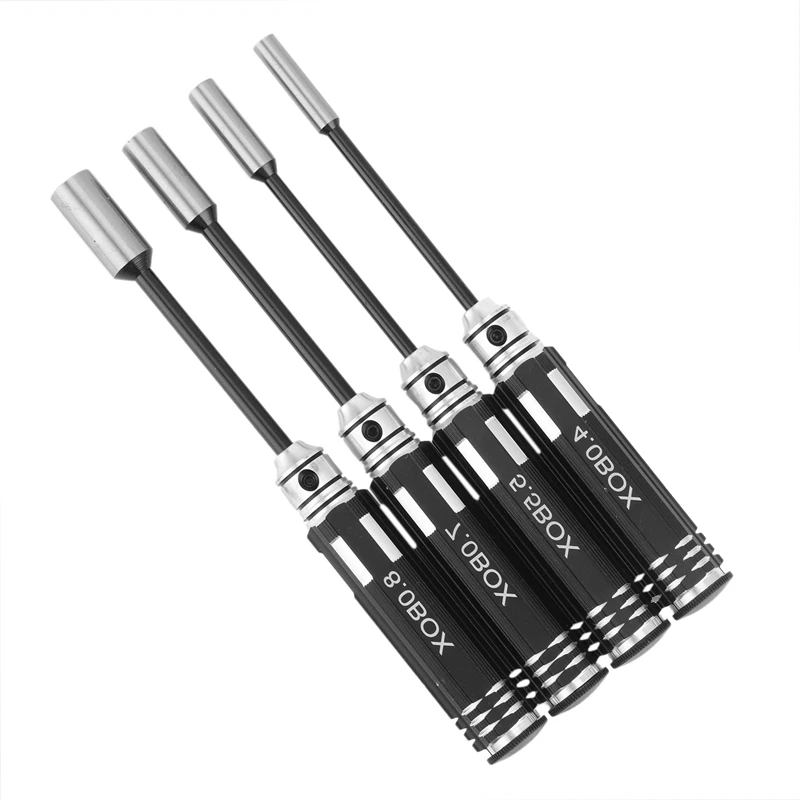 4PCS Hex Driver Flat Head Screw Nut Wrench Repair Tool Kit Socket 4.0 5.5 7.0 8.0 Mm For RC Car Helicopter Tools