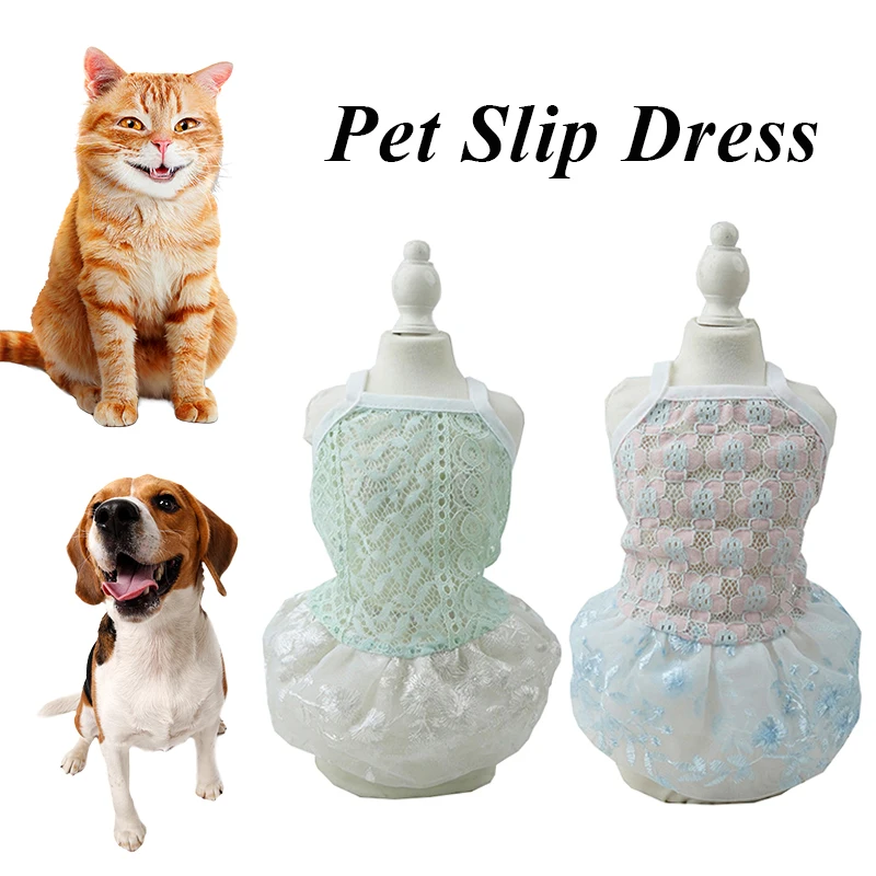 

Sexy Lace Embroidery Floral Dog Princess Dress Pet Clothing Suspenders Dog Skirt Cat Costume Thin Mesh Breathable Summer Costume