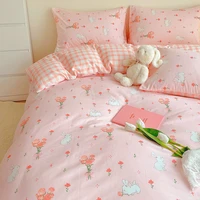cute animals flower bedding set for double bed 100 cotton twin full queen size bedding couple fitted bed sheet duvet cover set