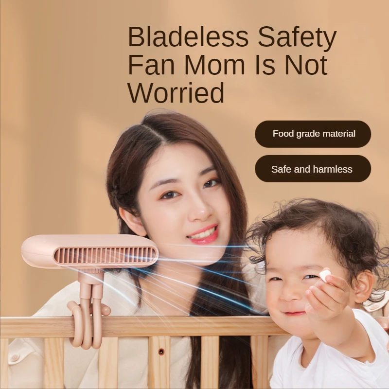 

2022 New Portable Bladeless Stroller Fan Usb Rechargeable Stroller Silent Turbo Fans Type C 24000mah Battery Clip Fan Summer
