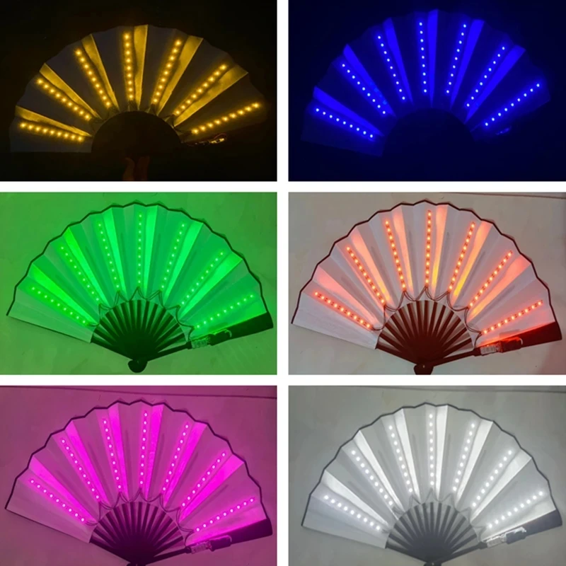 

Glow Folding LED Fan Dancing Lights Night Show DJ Fluorescent Bar Night Club Party Gifts Halloween Decoration Color Changing Fan