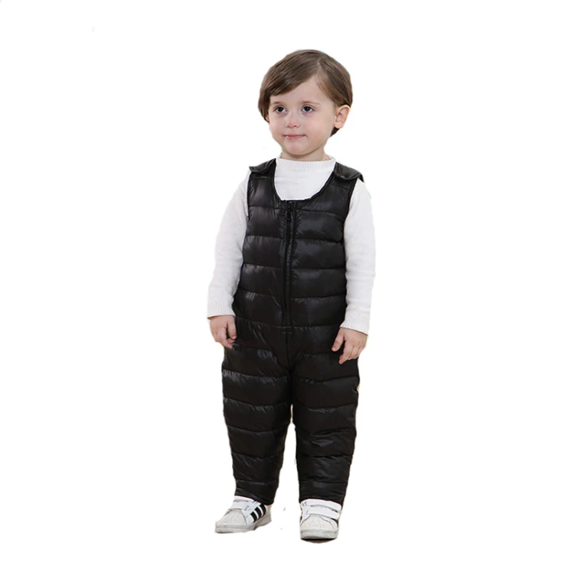

Baby Boys Girls Suspender Overalls Winter Toddler Warm Down Bib Pants Navy/Black For Infant 6-9 Months Jumpsuit One-Piece