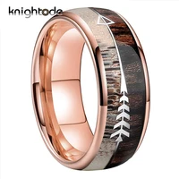 8mm koa zebra wood antler arrows inlay tungsten rings vikings hunting bands rose goldblacksilvery available in three colors