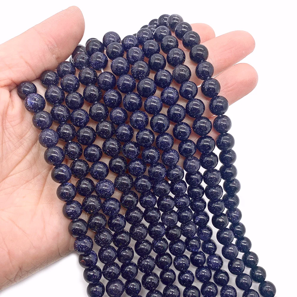 

Natural Stone Blue Sand Stone Round Necklace Beads 6mm8mm10mm Charm Jewelry For DIY Necklace Bracelet Earring Accessories 38cm