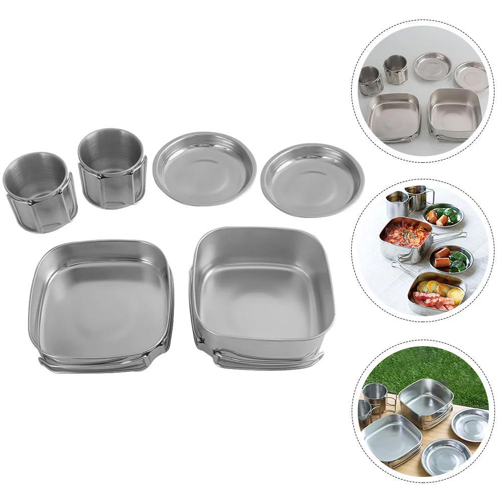 

Stove Outdoor Camping Cookware Portable Combinations Tableware Picnic Cooking Pan Stainless Steel Pot