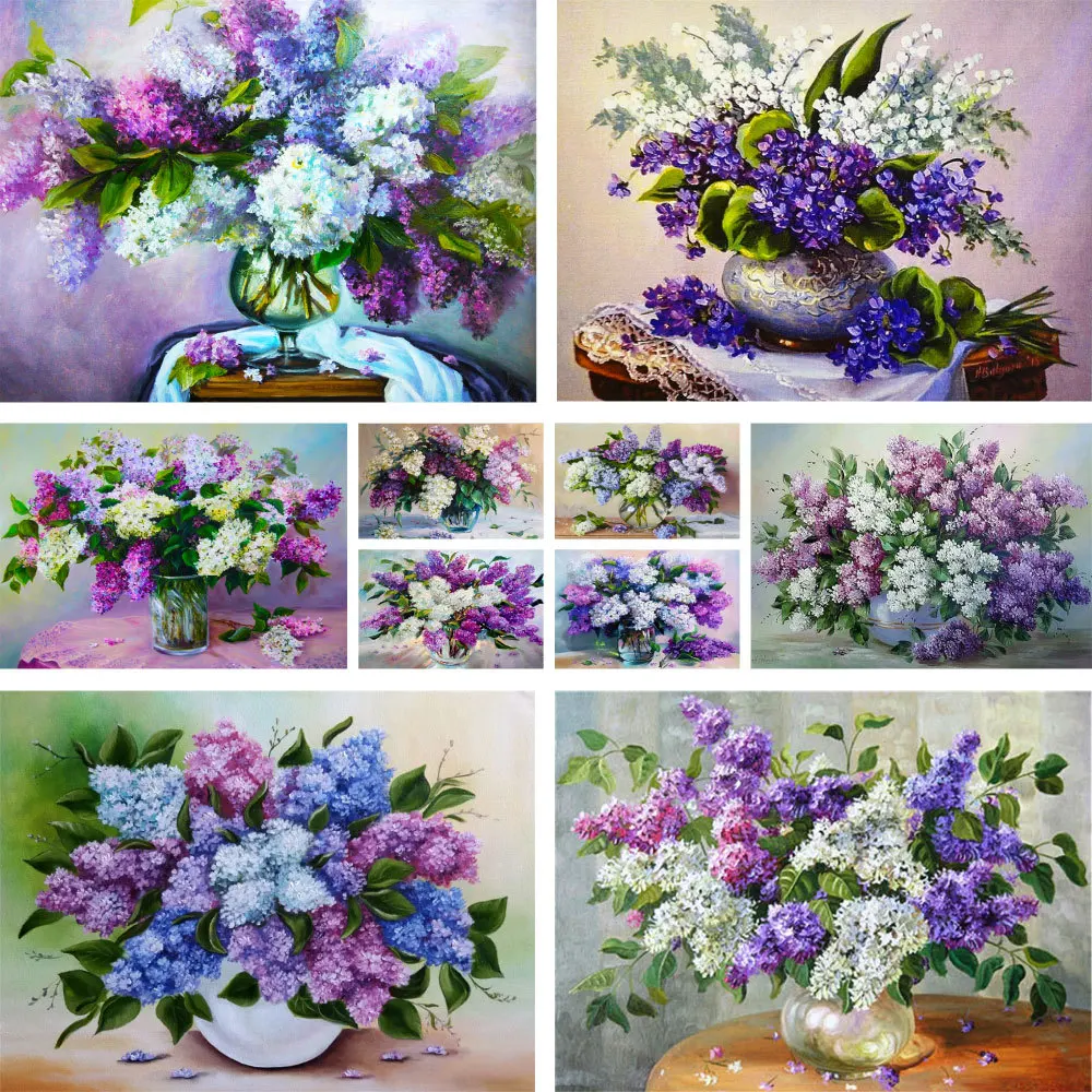 

Wisteria Rose Flowers Painting By Numbers Set Acrylic Paints 50*70 Painting On Canvas Wall Paintings For Kids Wholesale Wall Art