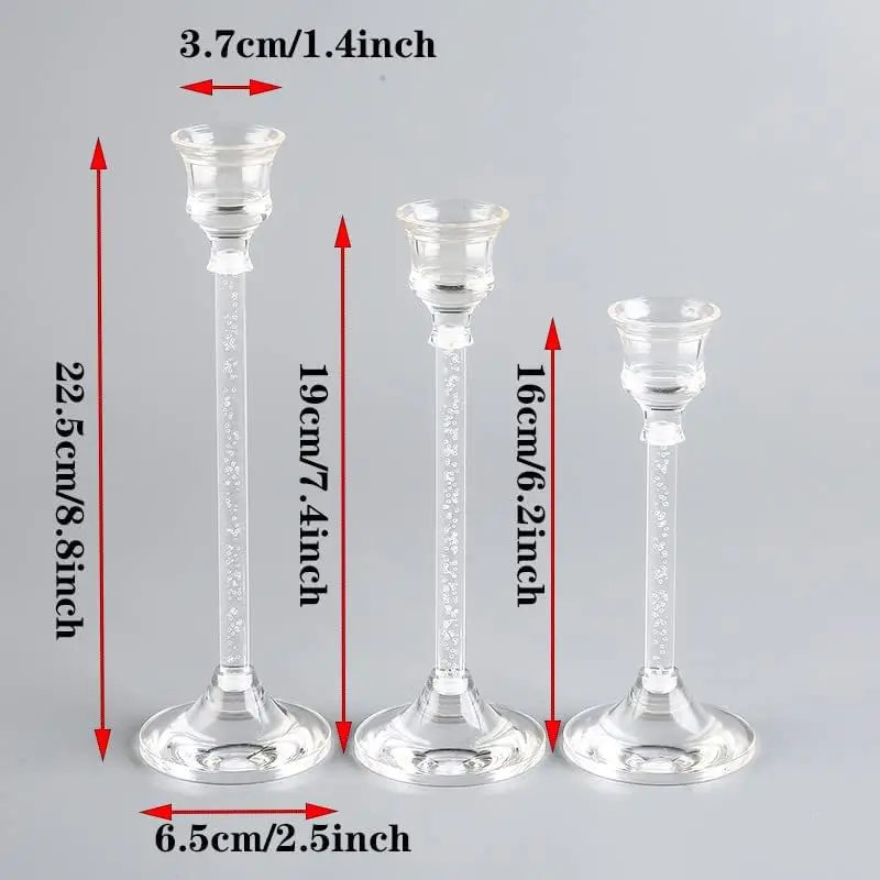 Набор Акриловых Подсвечников Из 3-х Прозрачных Конусообразных Украшений Для