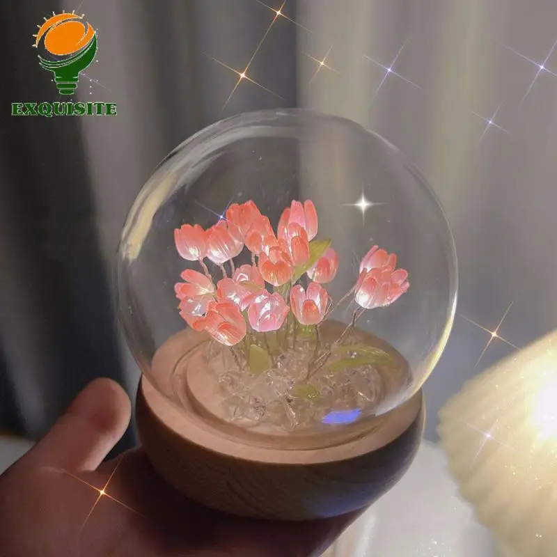 

Tulip Night Light Low-voltage Power Supply Atmosphere Light Provide Soft Lights Shell Material Glass Valentine Day Decorations
