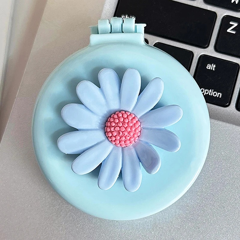 Симпатичная цветная расческа Ромашка с зеркалом складная массажная подушкой