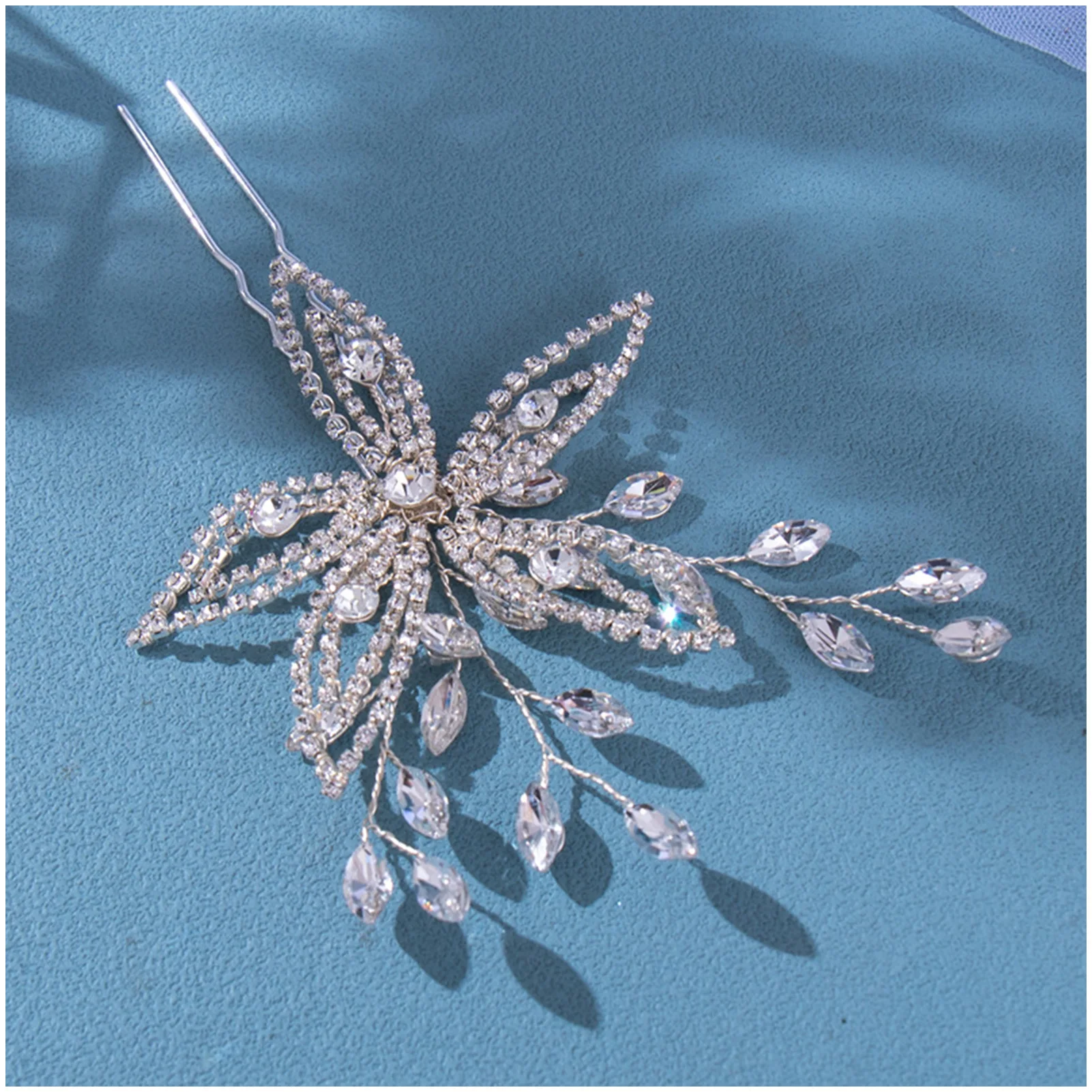 

Buns Waved U-shaped Hair Pins Wedding Flower Hair Piece Rhinestone Hair Pin for Woman Hair Styling Making Pins