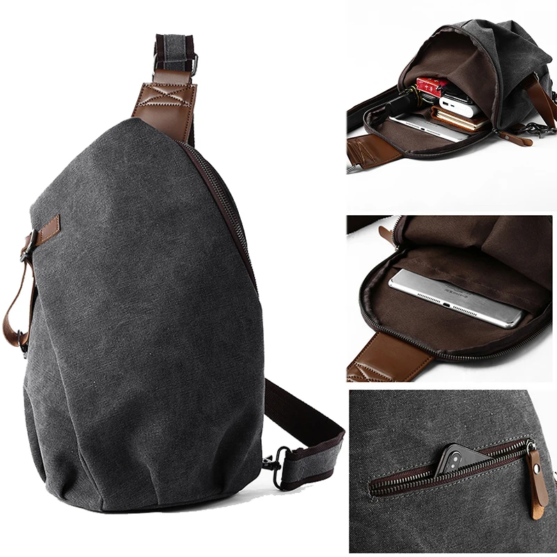 

Многофункциональная холщовая нагрудная сумка для мужчин и женщин, винтажный мессенджер в стиле ретро, сумочка-слинг через плечо для путешествий