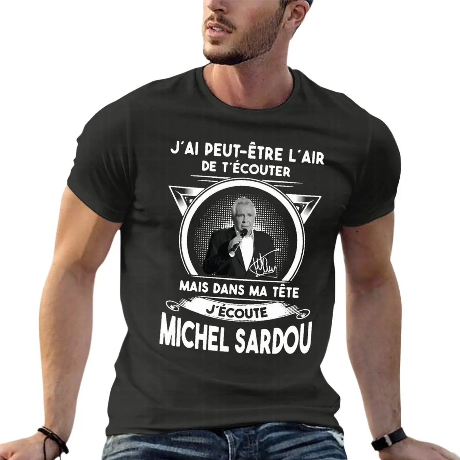 

Я могу выглядеть так, что вам нравится Мишель сардиу, футболка большого размера d, фирменная мужская одежда, 100% хлопчатобумажная футболка бо...