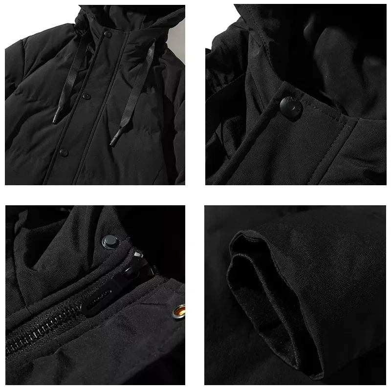 Coat Men Autumn Fashion Streetwear Casual Parka Men Thick Windproof Coat Men Winter New Warm Hooded Long Parkas